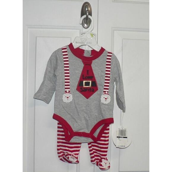 Koala Baby Boys Long Sleeve " I Love Santa" 2 Piece Set 3-6Months MSRP $20 - Picture 1 of 5